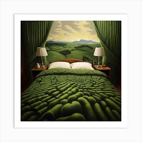 Green Bed Art Print