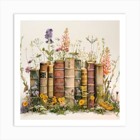 Wildflowers On Books 1 Art Print