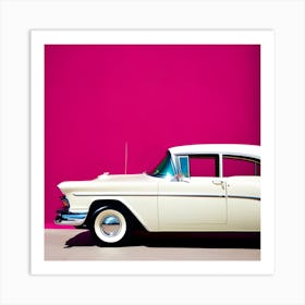 Classic Car In Pink 1 Art Print