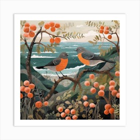 Bird In Nature European Robin 2 Art Print