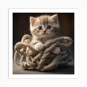 Kitten In A Basket Art Print