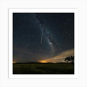 Stock Photography A Meteor Shower Streaking Across The Night S 1(2) Art Print