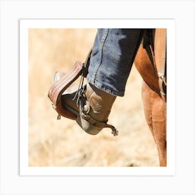 Cowboy Boot Saddle Square Art Print