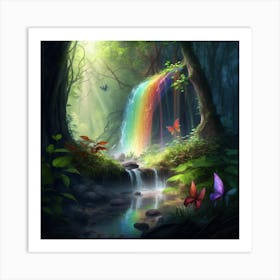 Rainbow Waterfall Art Print