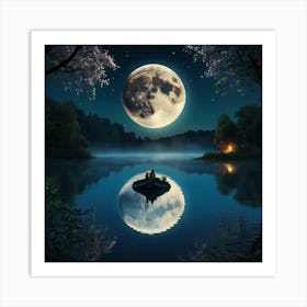 Moonlight On The Lake Art Print