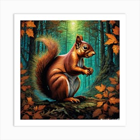 Squirrel In The Woods 38 Art Print