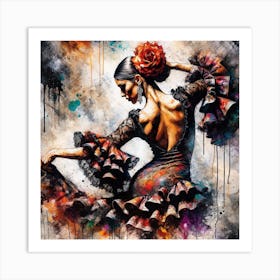 Watercolor Flamenco Dancer #4 Art Print