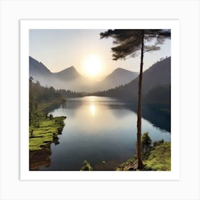 Sunrise Over Lake Art Print