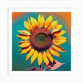 Colorful Sunflower, Inspired By Andy Warhol 1 Art Print