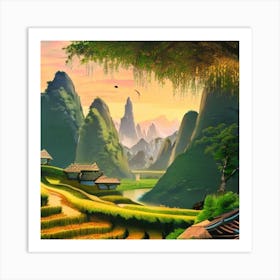 Asian Village Lives Painting Art Print