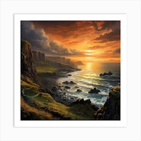 Sunset On The Highlands Art Print