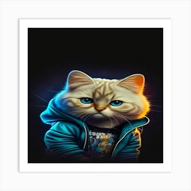 Cat In Hoodie Art Print