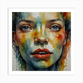 Watercolor Of A Woman'S Face 6 Art Print