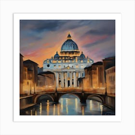 St Peter'S Cathedral At Dusk Art Print