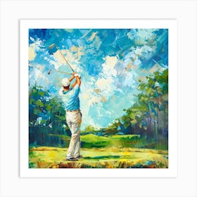 A Golfer Teeing Off Oil Painting Illustration 1718673251 1 Art Print