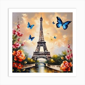 Paris With Butterflies 92 Art Print