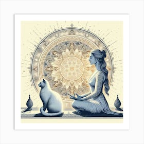 Cat And Woman Canvas Print Art Print