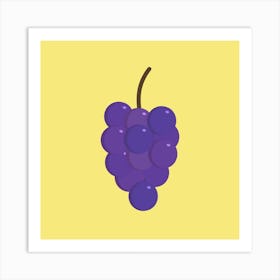 Bunches Of Purple Grapes Icon In Flat Design Art Print