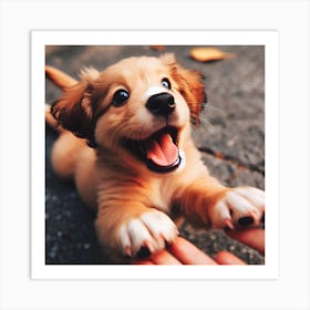 Puppy Energetic Paws Art Print