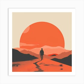 Man Walking In Desert Art Print