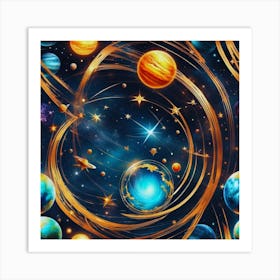 Planets In Space 1 Art Print