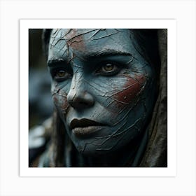 Close Up On A Weathered Face Highlighting Deep Crevasses Speckled With Areas Of Skin Discoloration Art Print