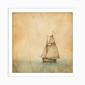 Vintage Sailboat 1 Art Print