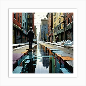 Puddle City Man Art Print