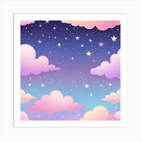 Sky With Twinkling Stars In Pastel Colors Square Composition 9 Art Print