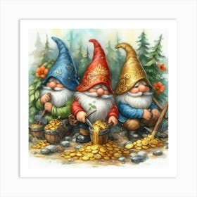 Gnomes Find Gold Art Print