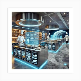 A Futuristic Kitchen In A Lunar Themed Restaurant 1024x1024 Art Print