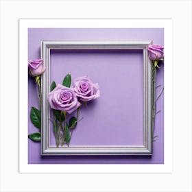 Purple Roses In A Frame Art Print