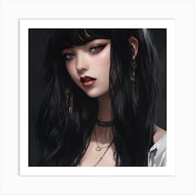 Black Haired Girl Art Print