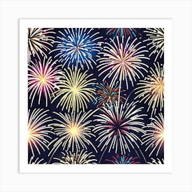 Fireworks On A Black Background 9 Art Print