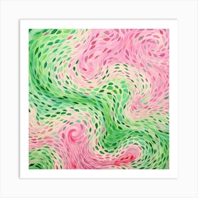 Pink And Green Swirls 1 Art Print