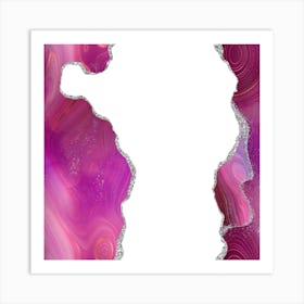 Magenta & Silver Agate Texture 06 1 Art Print