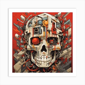 Skull Of A Robot Art Print