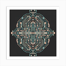 patterns resembling circuitry, representing the intersection of technology and nature 16 Art Print