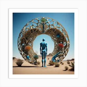 Blue Man In The Desert 8 Art Print