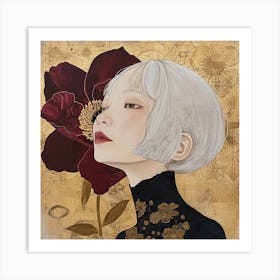 Girl With A Flower Art Print