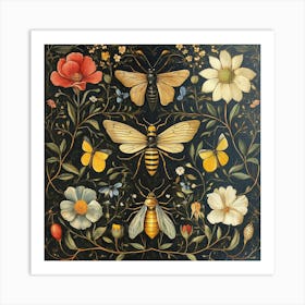 Bees And Flowers Art 3 Art Print