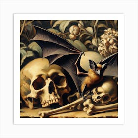 Bat and Skull Art Print