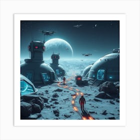 Futuristic Space Colony On A Distant Moon Art Print