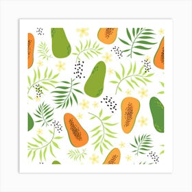 Seamless Pattern With Papaya Art Print