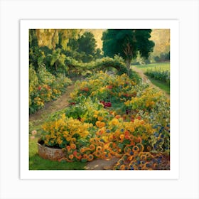 Gustav Klimt Style Farm Garden 25 Art Print