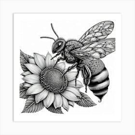 Line Art bee 2 Art Print