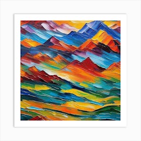 Abstract Mountain Landscape Painting Art Print