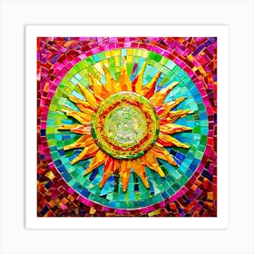 Mosaic Sun A Sun Created From A Mosaic Of Small Tiles Art Print