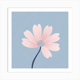 A White And Pink Flower In Minimalist Style Square Composition 231 Art Print