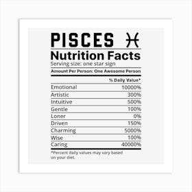 Pisces Nutrition Facts Art Print